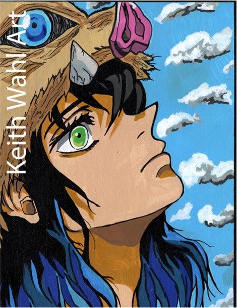 Inosuke Hashibira, 9" x 12" canvas panel portrait