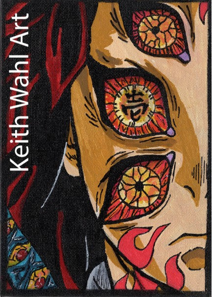 Kokushibo, 5" x 7" canvas panel portrait